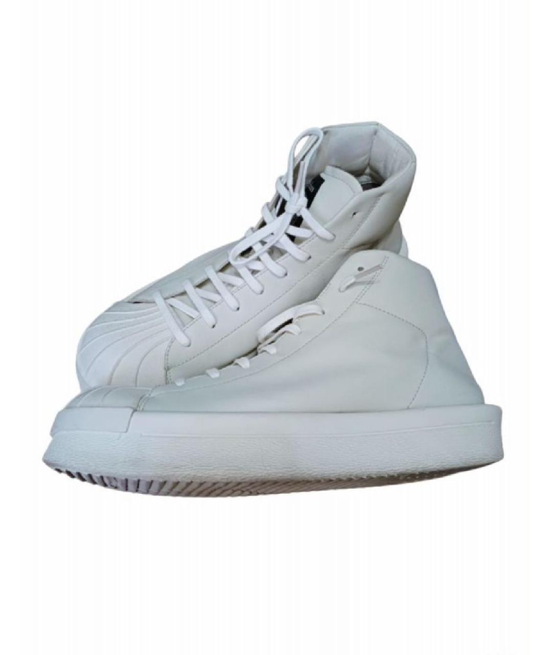 RICK OWENS Белые кожаные высокие кроссовки / кеды, фото 8