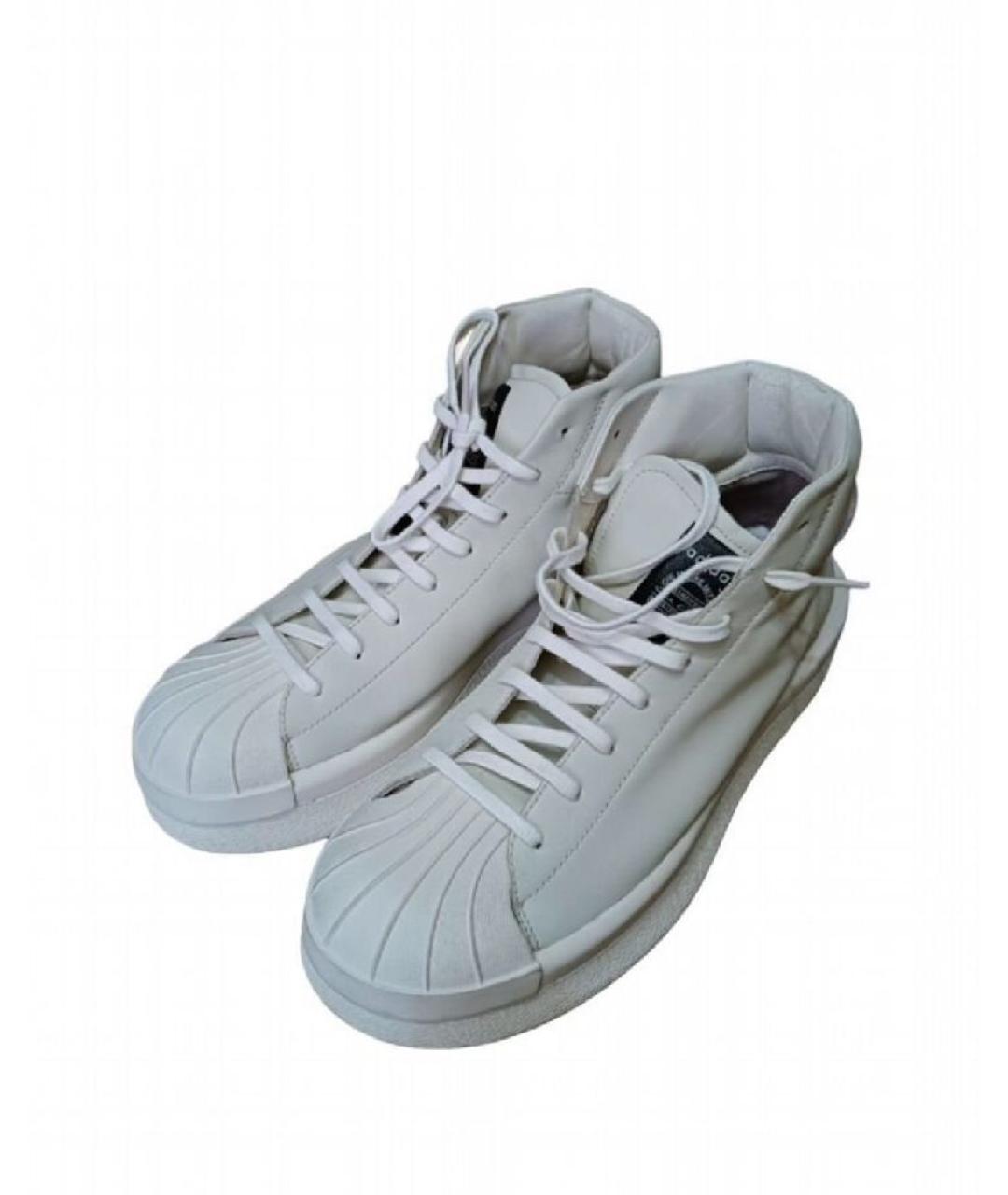 RICK OWENS Белые кожаные высокие кроссовки / кеды, фото 5
