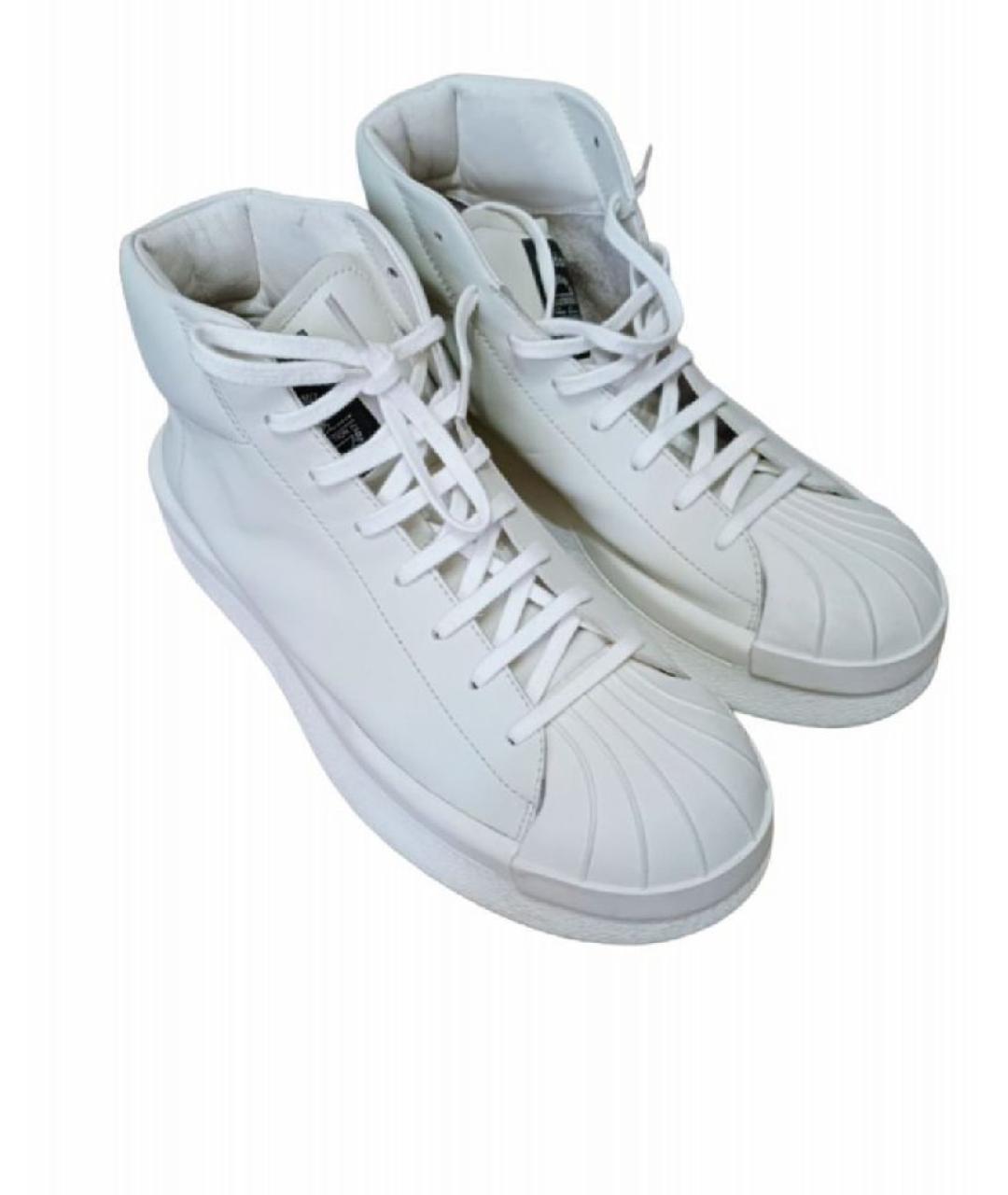 RICK OWENS Белые кожаные высокие кроссовки / кеды, фото 2