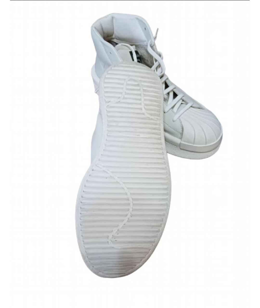 RICK OWENS Белые кожаные высокие кроссовки / кеды, фото 4
