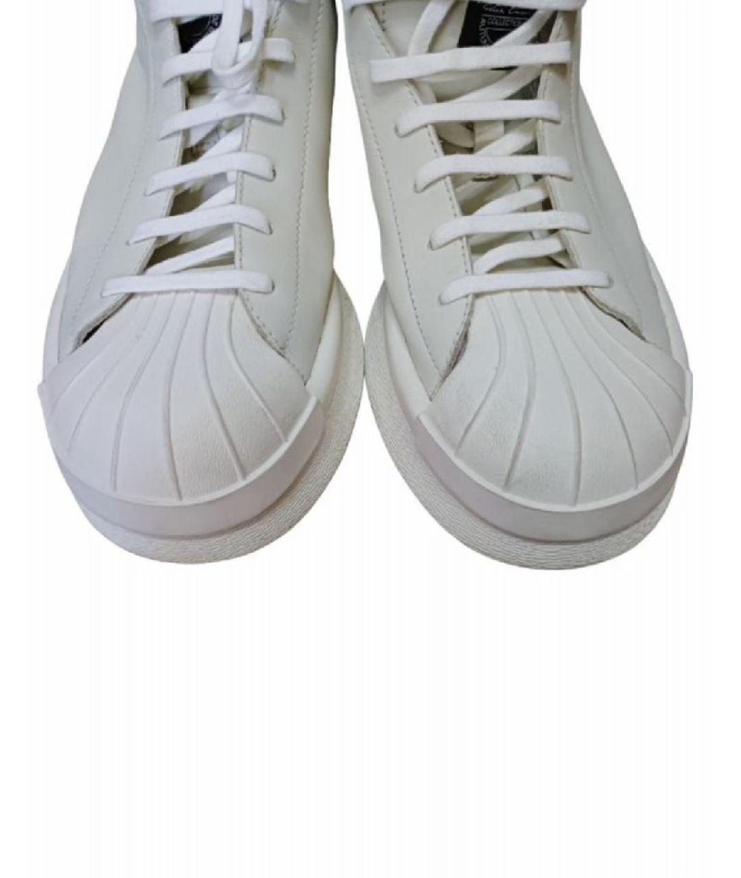 RICK OWENS Белые кожаные высокие кроссовки / кеды, фото 3