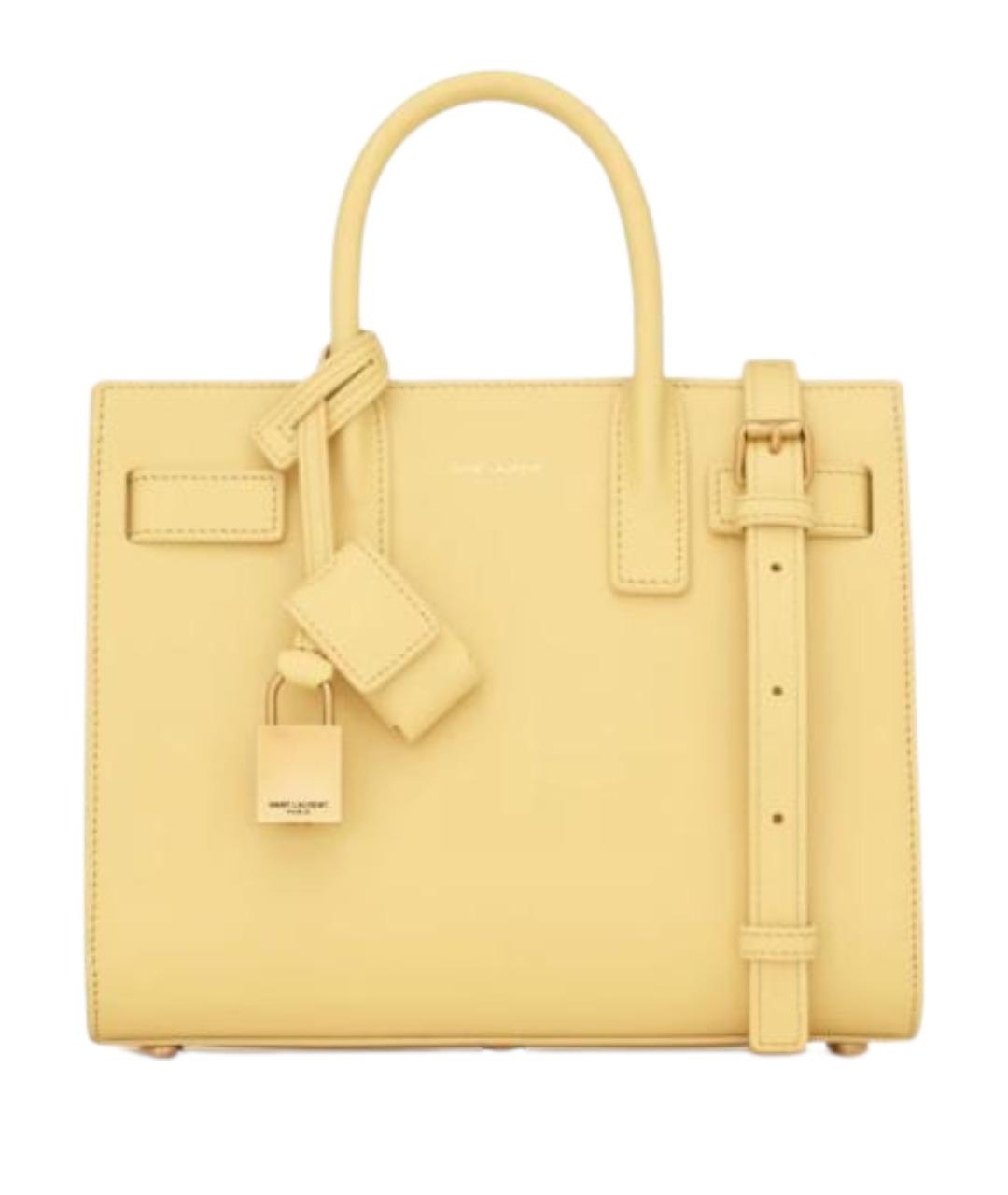 SAINT LAURENT Желтая кожаная сумка тоут, фото 1