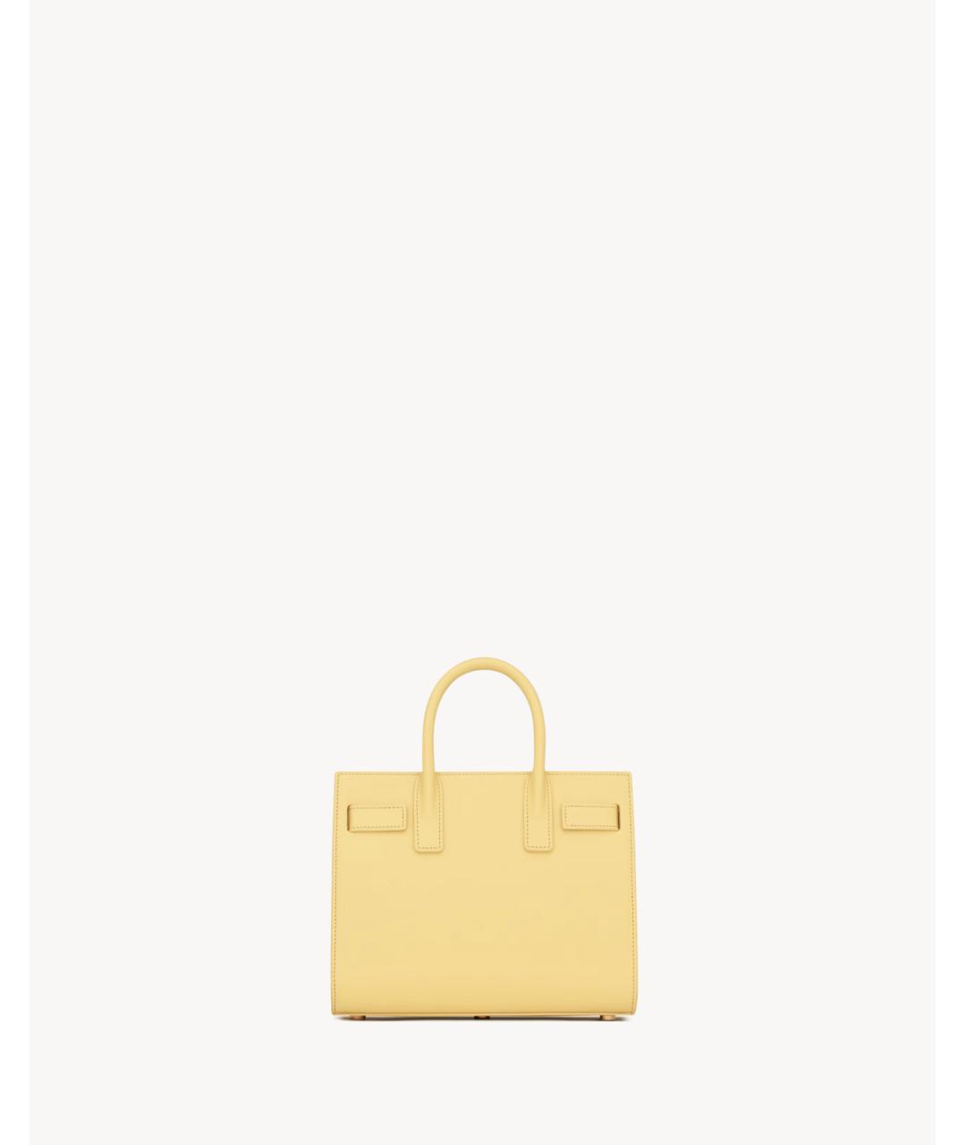 SAINT LAURENT Желтая кожаная сумка тоут, фото 3