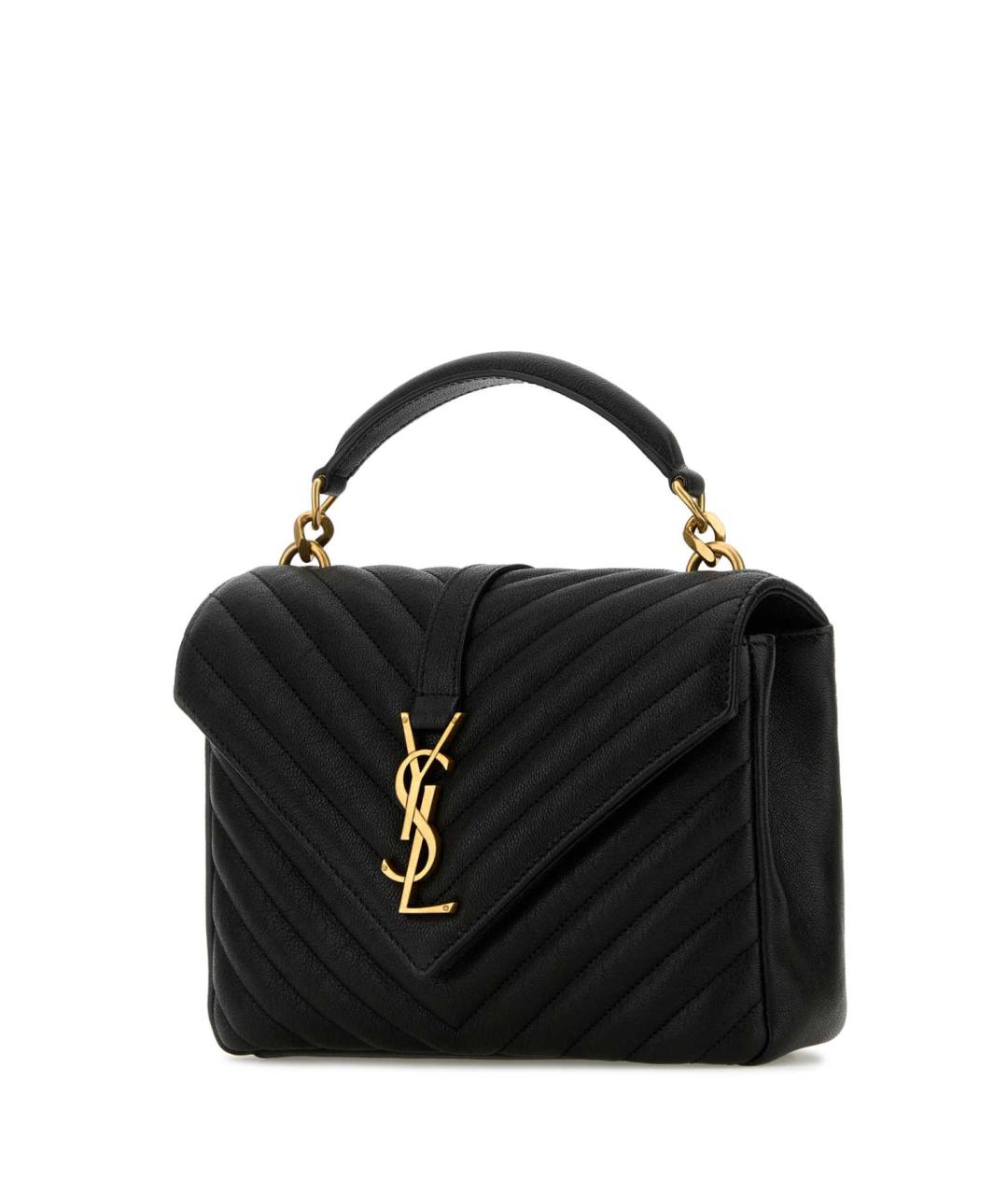 SAINT LAURENT Черная кожаная сумка с короткими ручками, фото 2