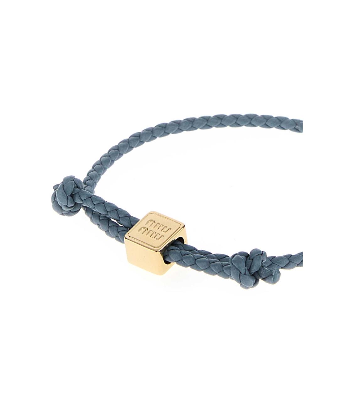 MIU MIU Голубой кожаный браслет, фото 2