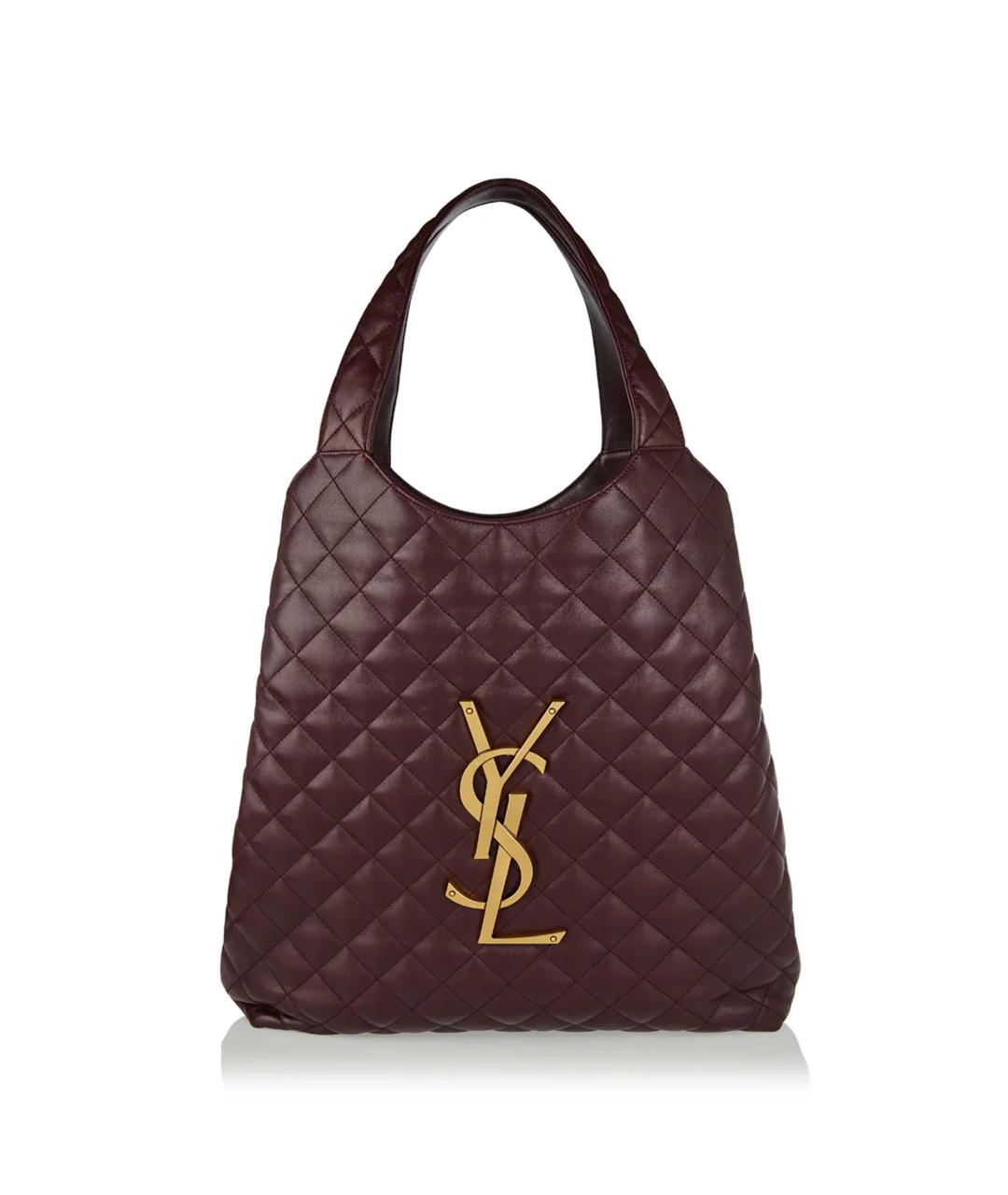 SAINT LAURENT Бордовая кожаная сумка тоут, фото 5