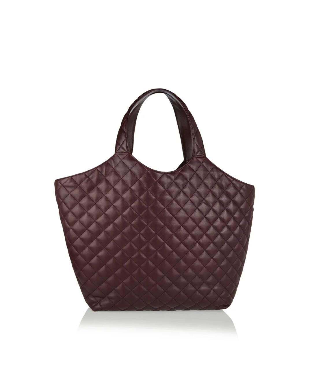 SAINT LAURENT Бордовая кожаная сумка тоут, фото 3