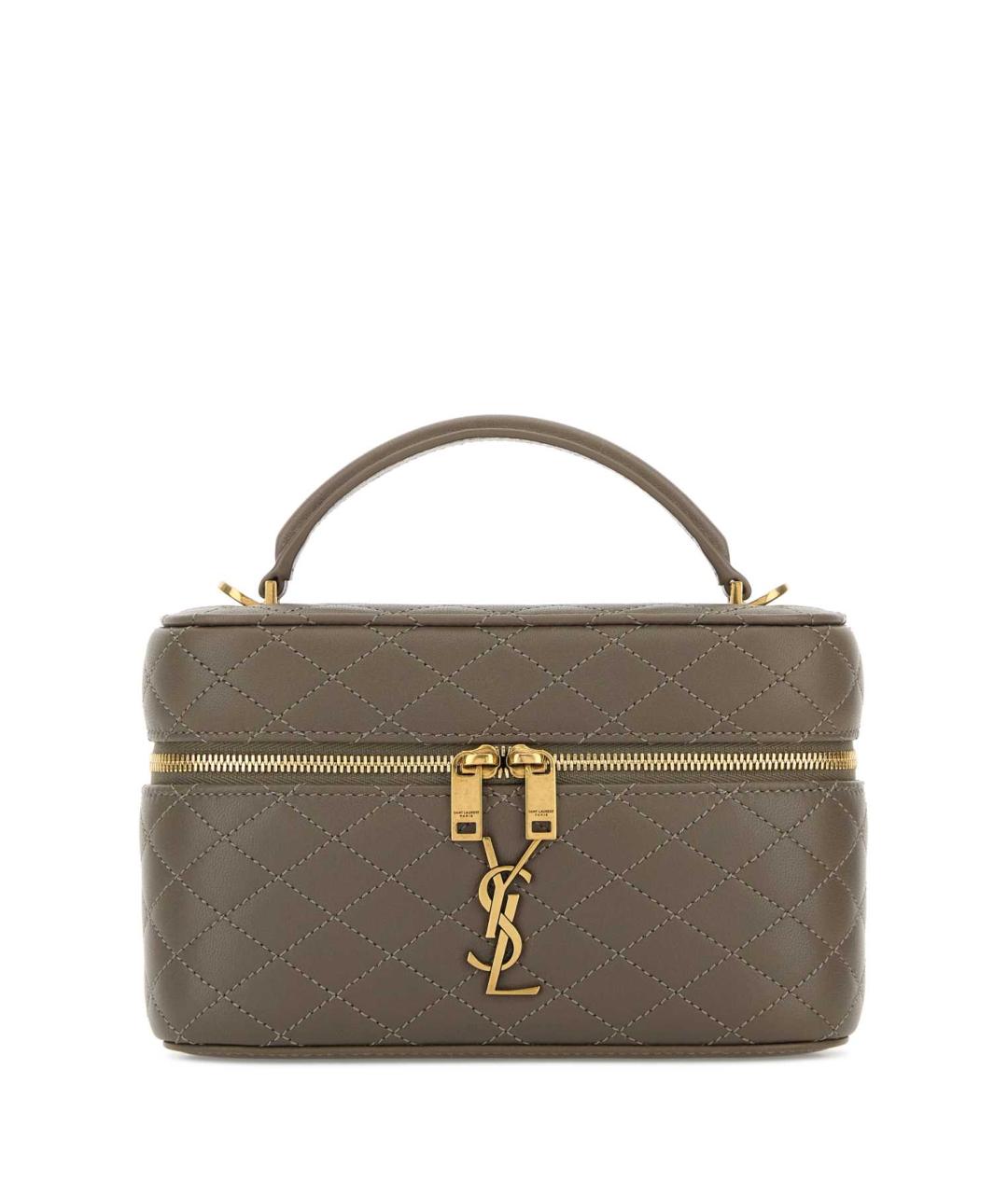 SAINT LAURENT Серая кожаная сумка с короткими ручками, фото 1