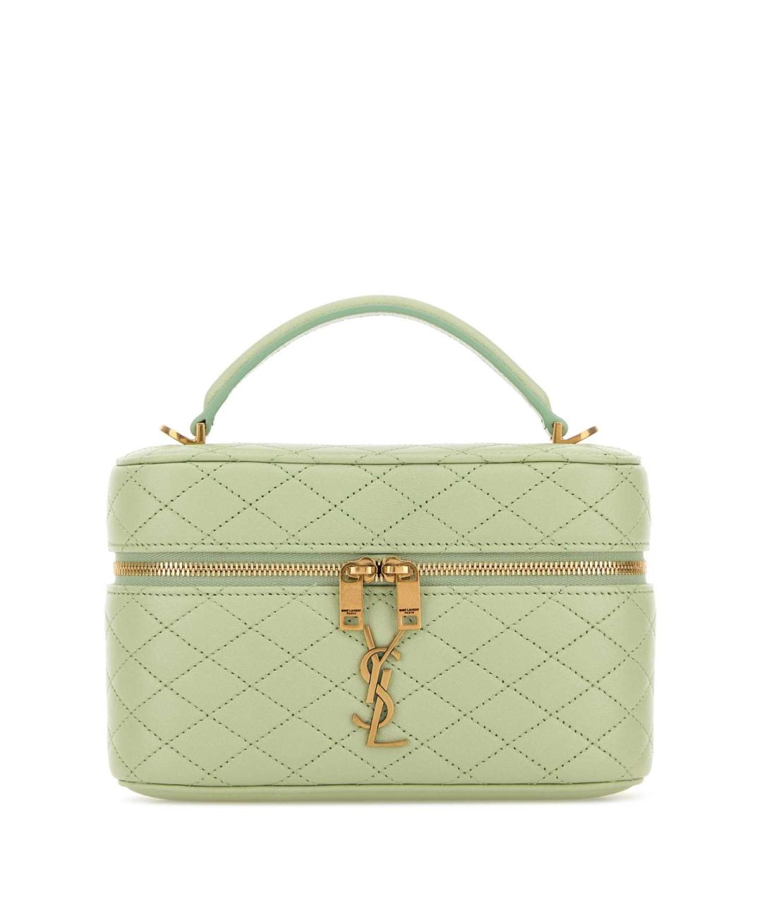 SAINT LAURENT Зеленая кожаная сумка с короткими ручками, фото 1