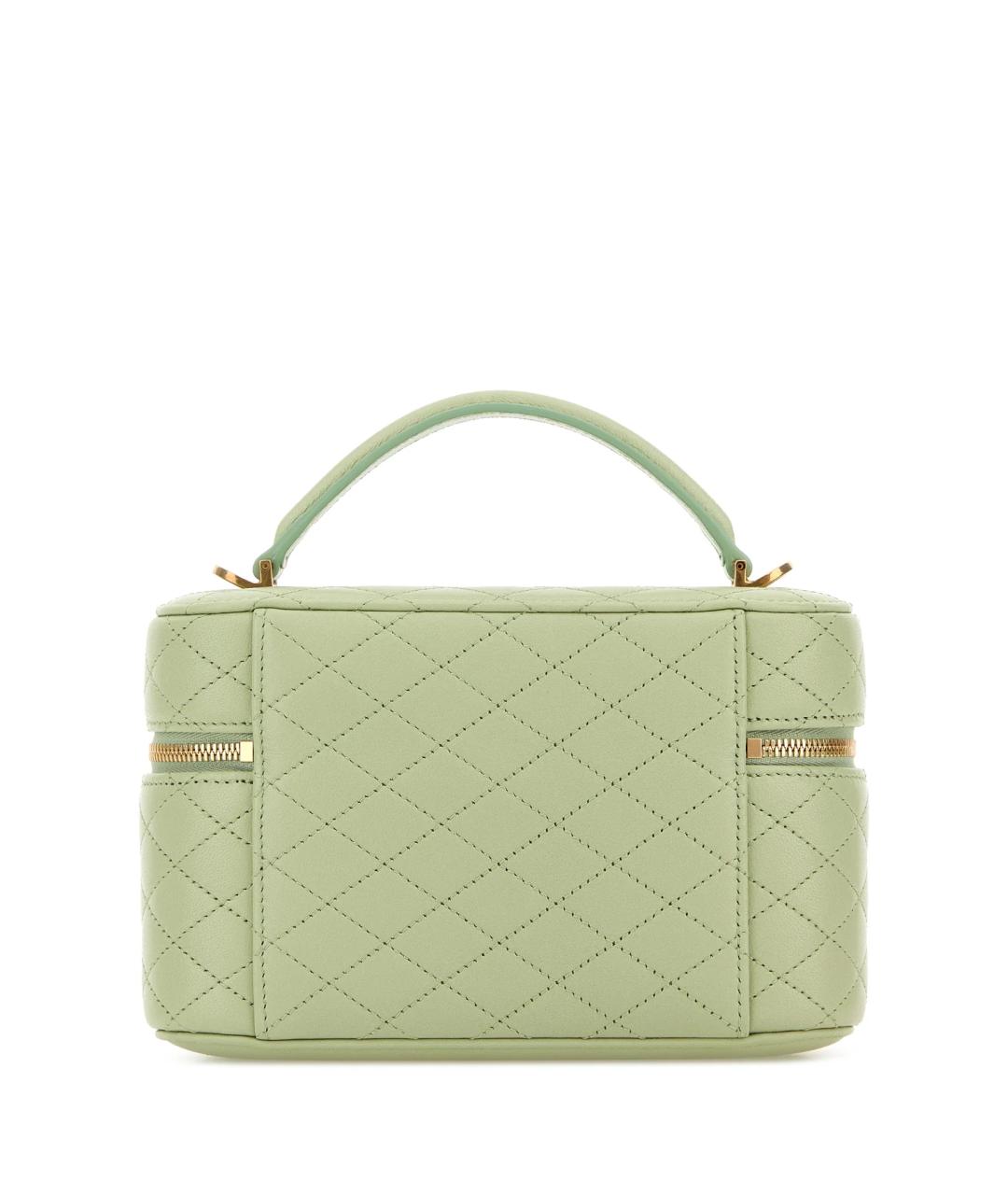 SAINT LAURENT Зеленая кожаная сумка с короткими ручками, фото 3