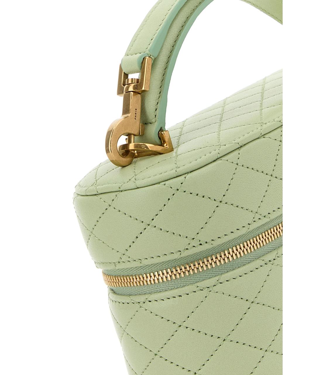 SAINT LAURENT Зеленая кожаная сумка с короткими ручками, фото 4