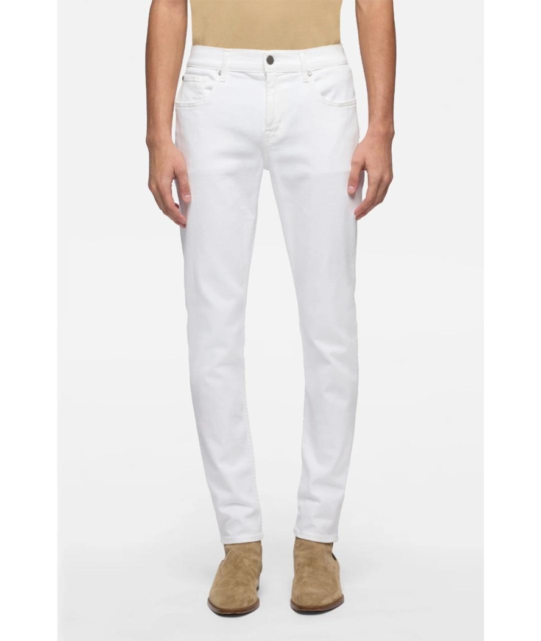 7 FOR ALL MANKIND Белые хлопковые джинсы скинни, фото 3
