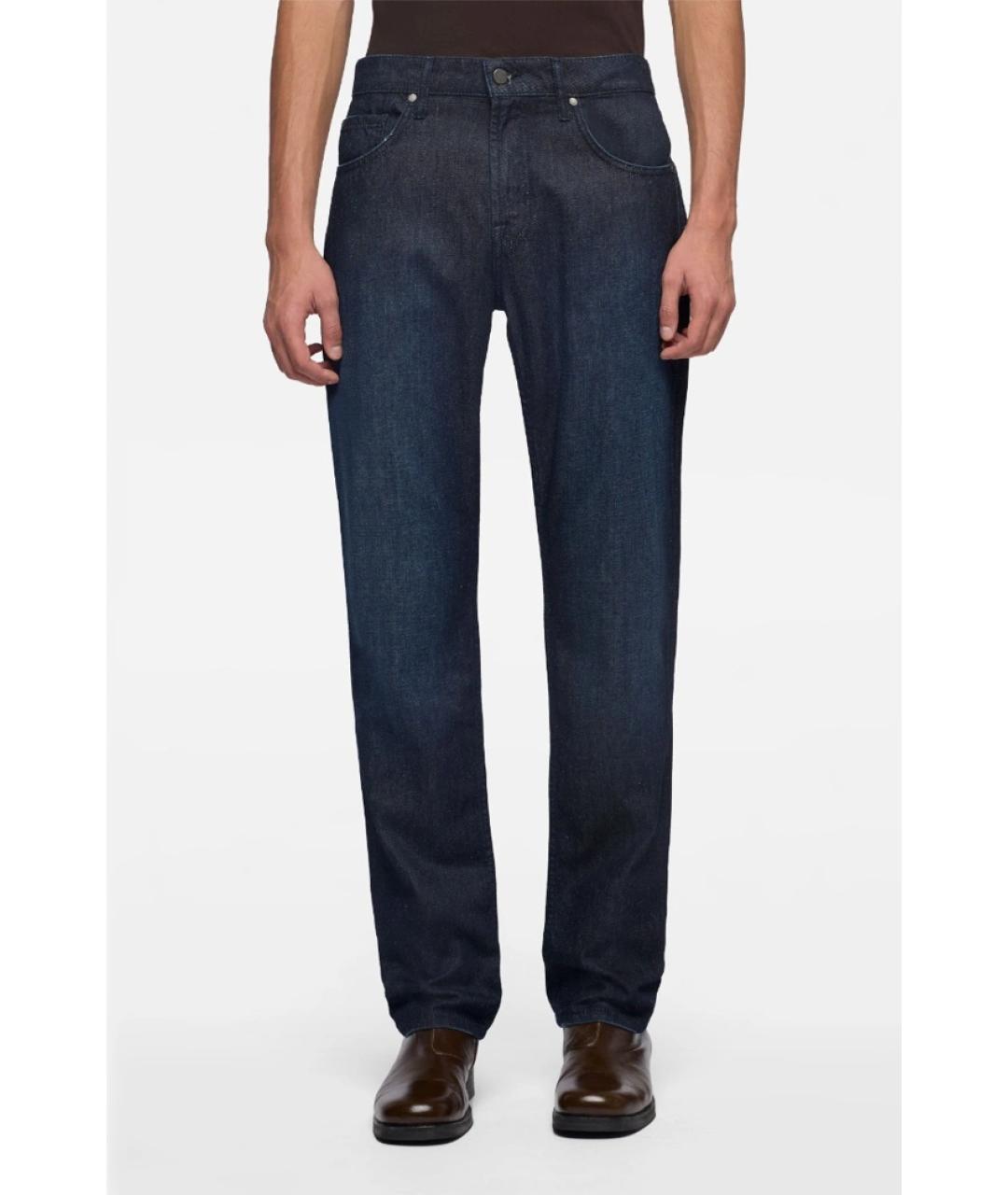 7 FOR ALL MANKIND Синие хлопковые прямые джинсы, фото 3