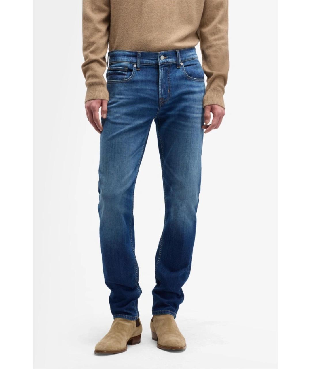 7 FOR ALL MANKIND Синие хлопковые джинсы скинни, фото 3