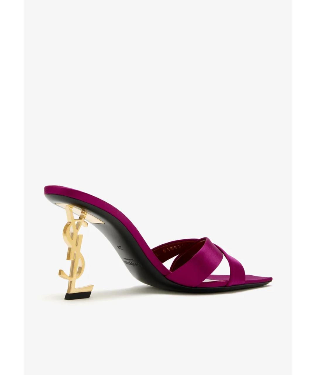 SAINT LAURENT Фуксия текстильные мюли, фото 3