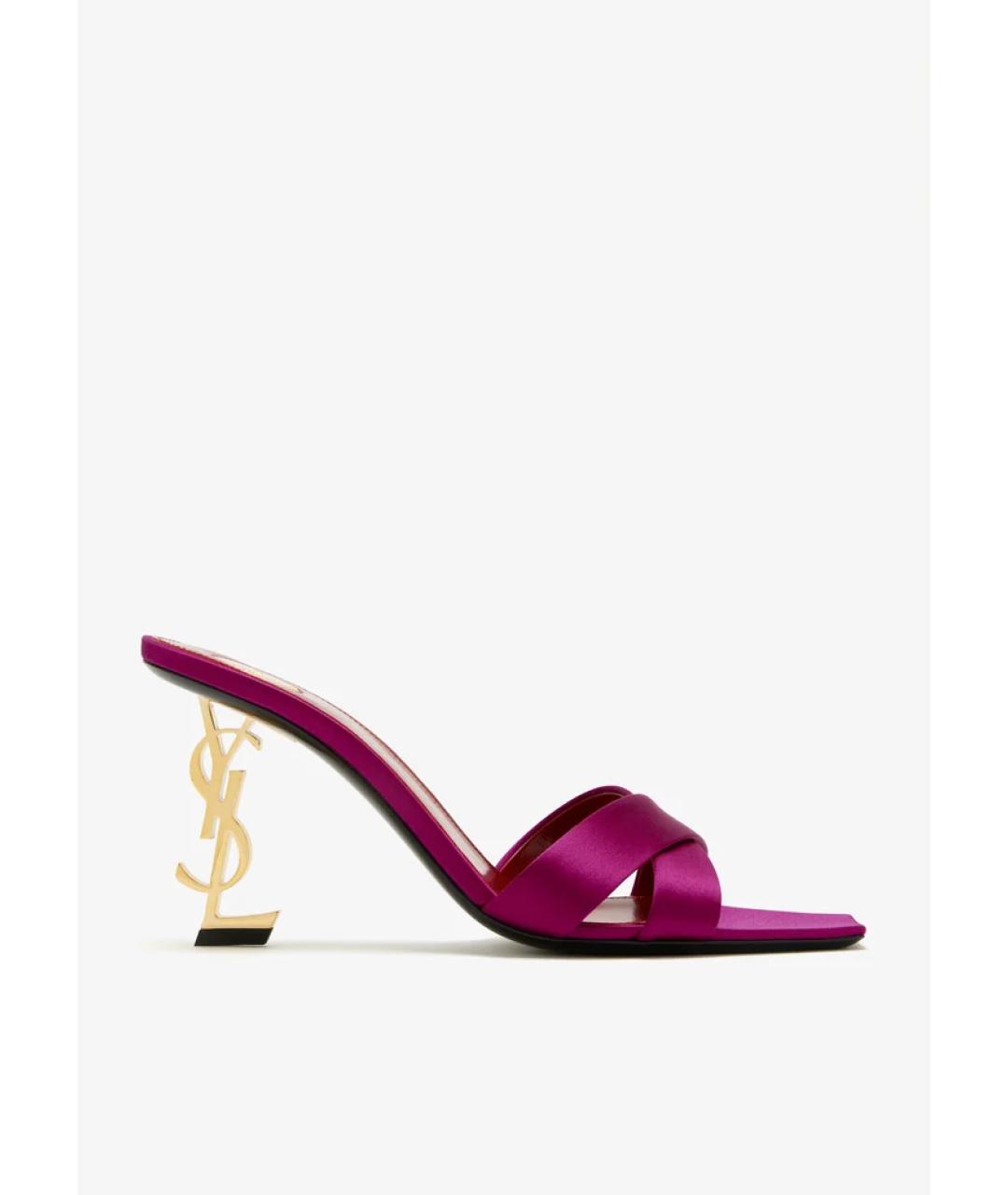 SAINT LAURENT Фуксия текстильные мюли, фото 5