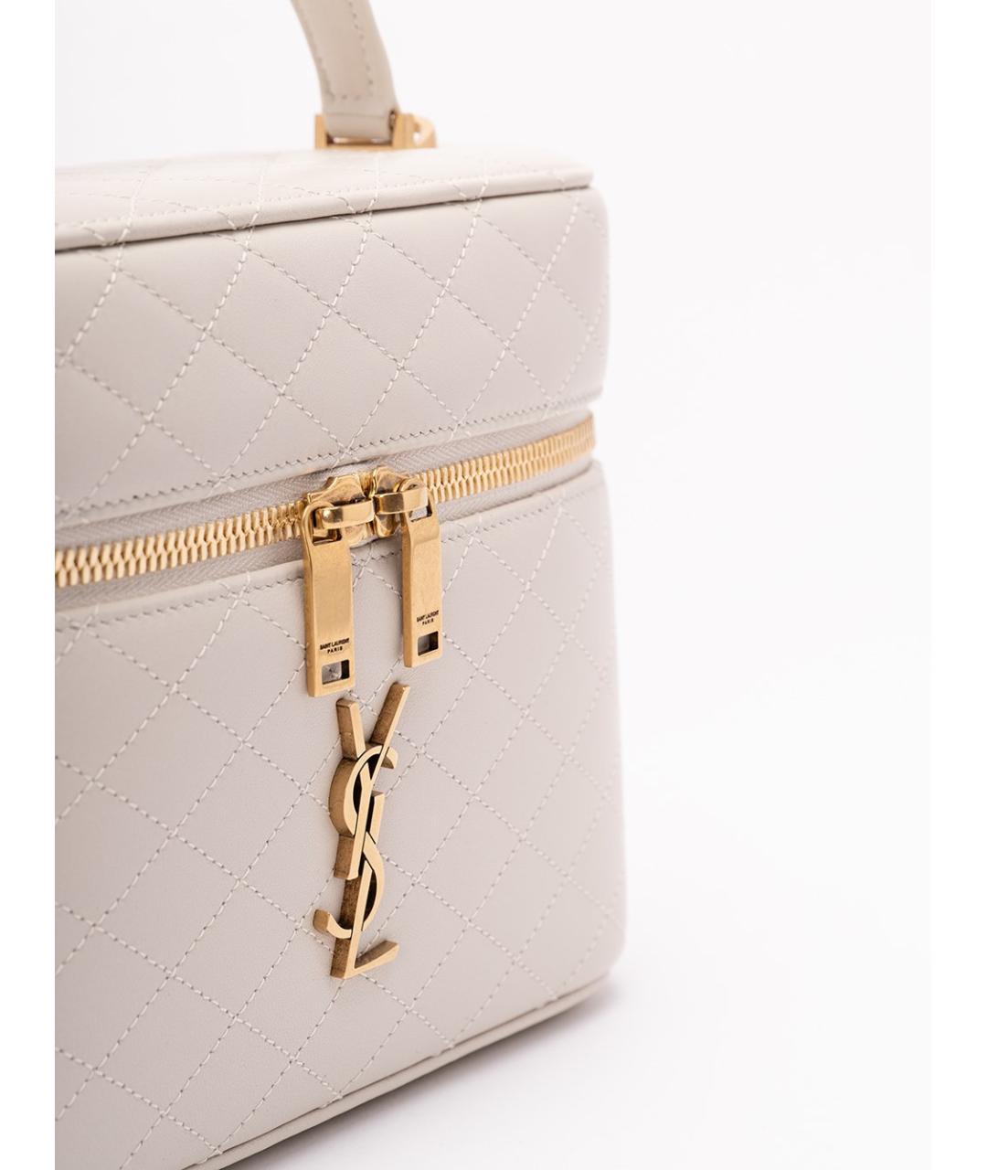 SAINT LAURENT Бежевая кожаная сумка через плечо, фото 5