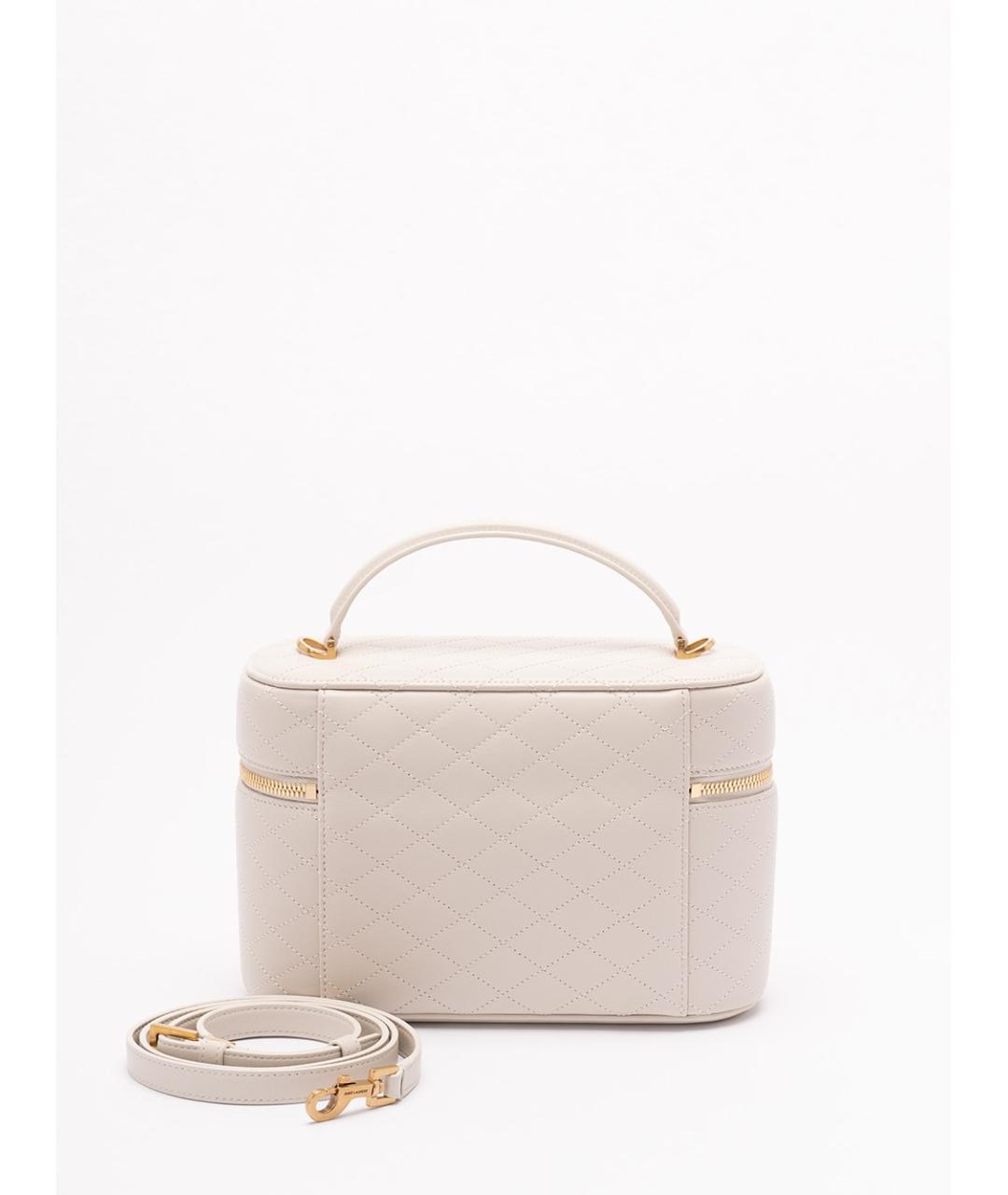 SAINT LAURENT Бежевая кожаная сумка через плечо, фото 2