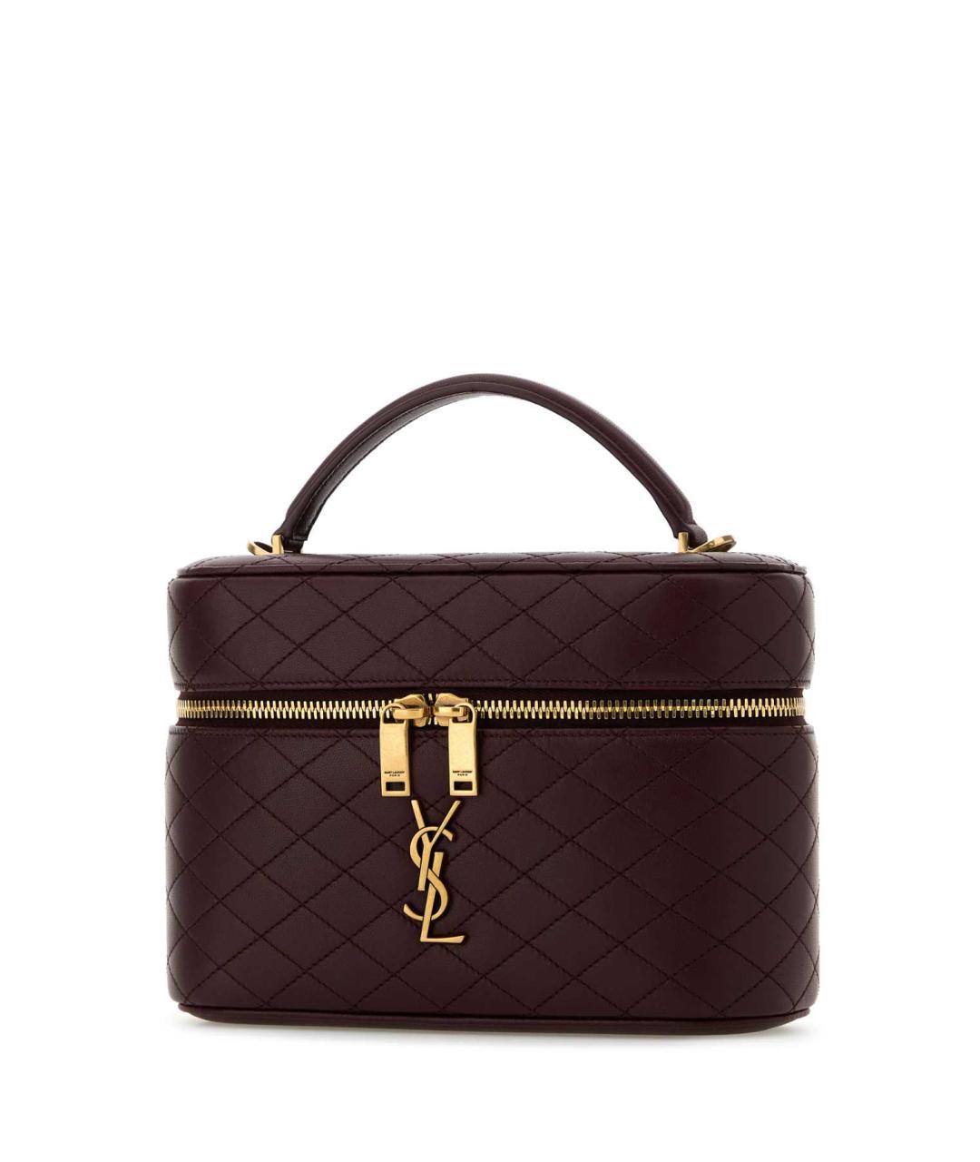 SAINT LAURENT Бордовая кожаная сумка через плечо, фото 2