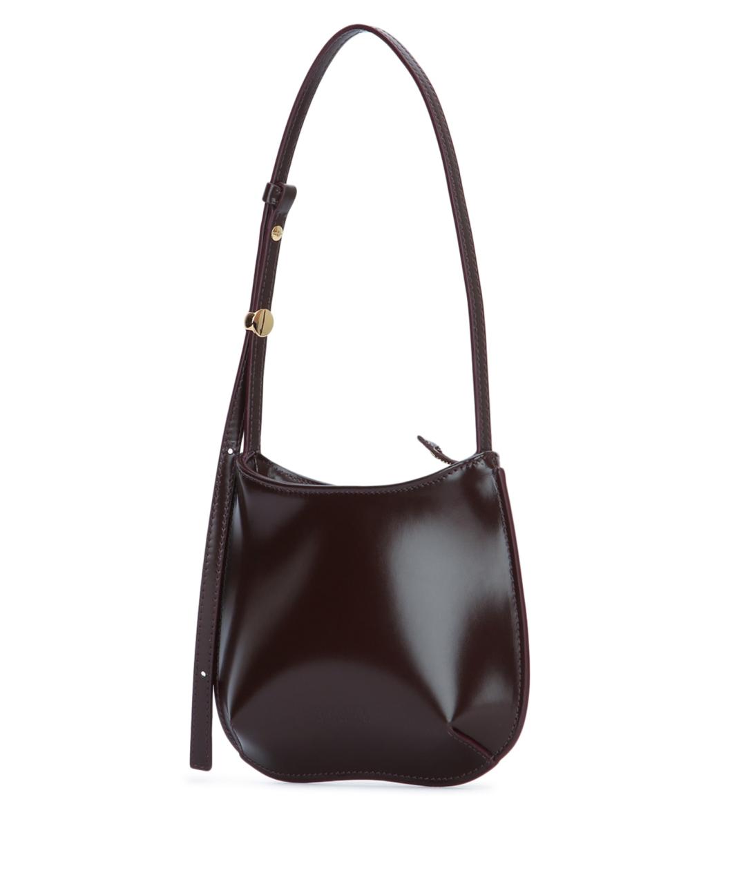 JACQUEMUS Бордовая кожаная сумка через плечо, фото 2