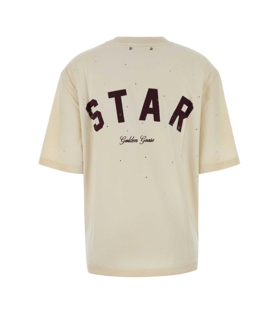GOLDEN GOOSE DELUXE BRAND Бежевая хлопковая футболка, фото 2