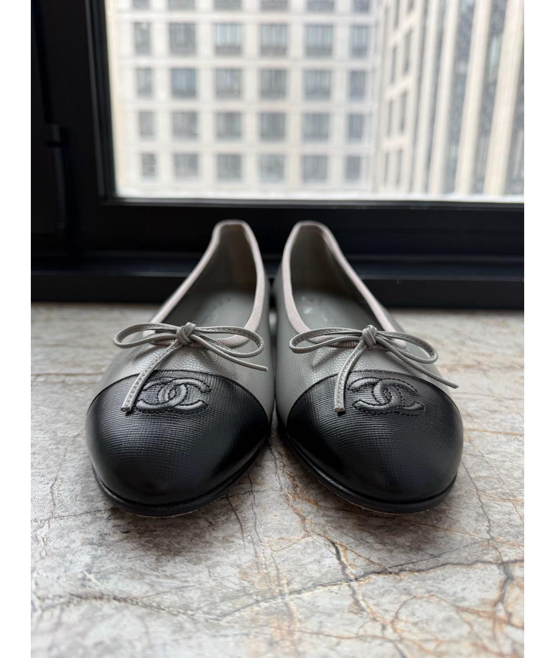 CHANEL Хаки кожаные балетки, фото 2
