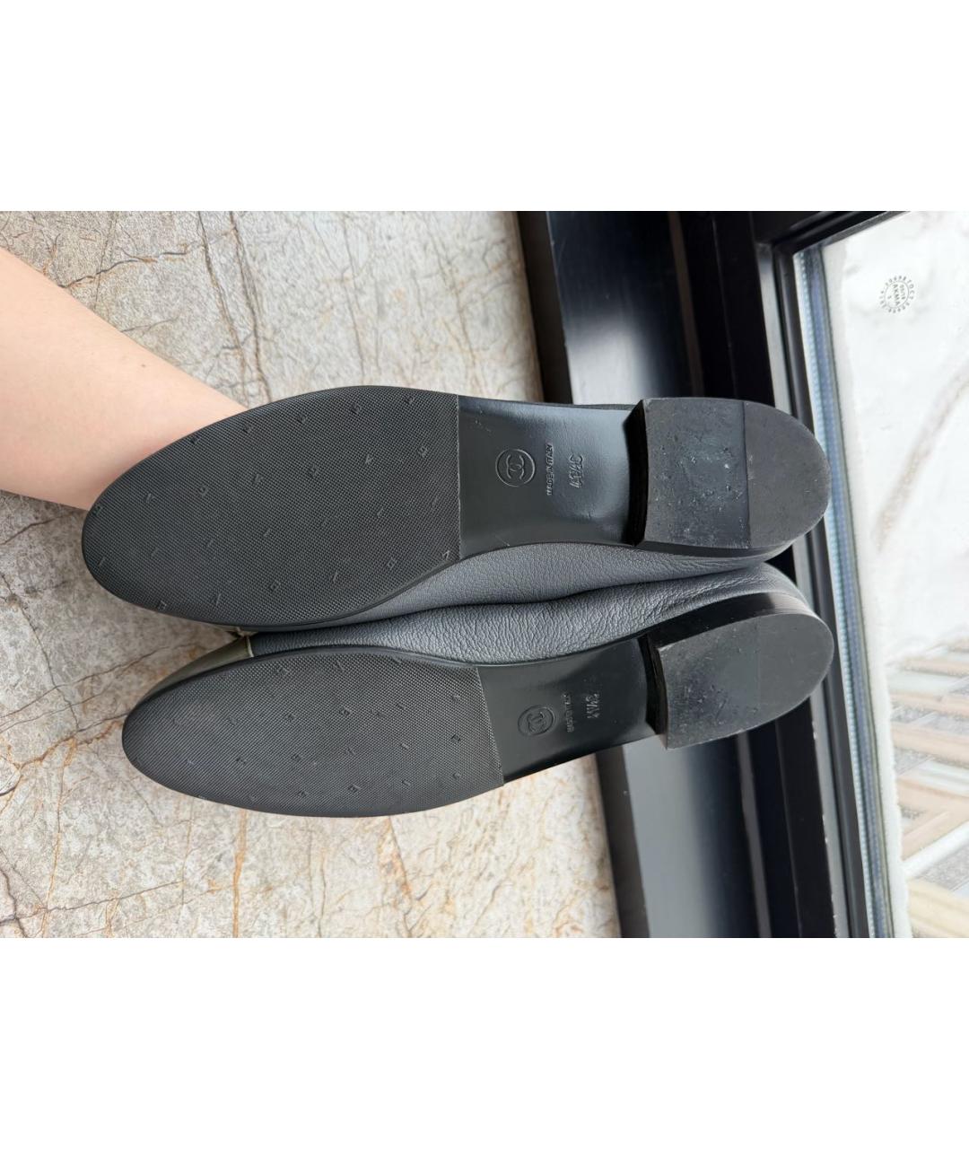 CHANEL Хаки кожаные балетки, фото 5