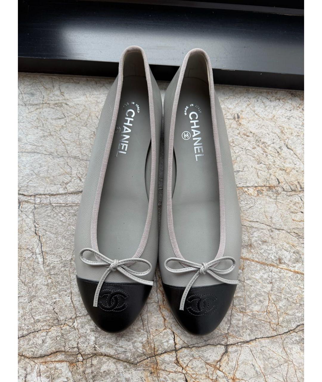 CHANEL Хаки кожаные балетки, фото 3