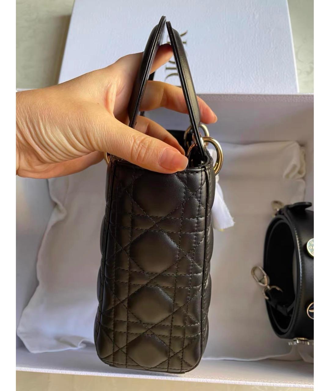 CHRISTIAN DIOR Черная кожаная сумка через плечо, фото 6