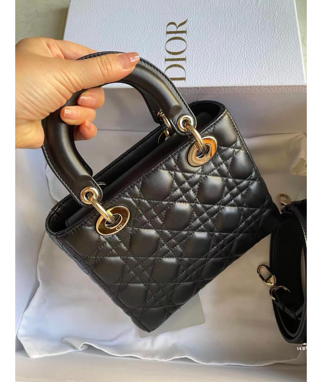 CHRISTIAN DIOR Черная кожаная сумка через плечо, фото 4