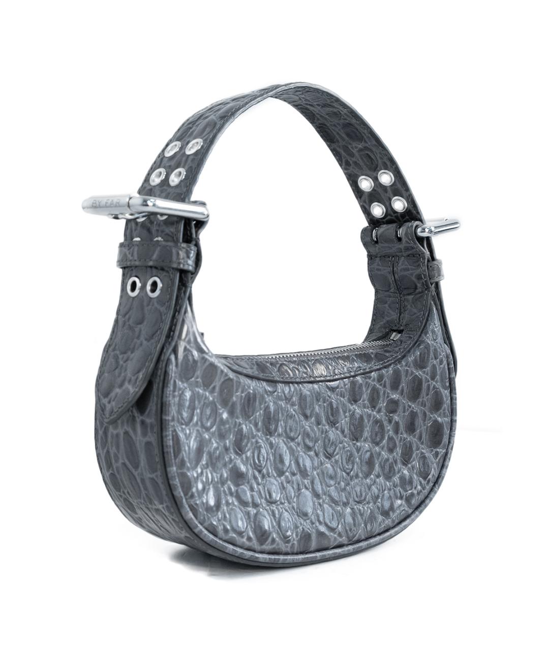 BY FAR Серая кожаная сумка с короткими ручками, фото 2