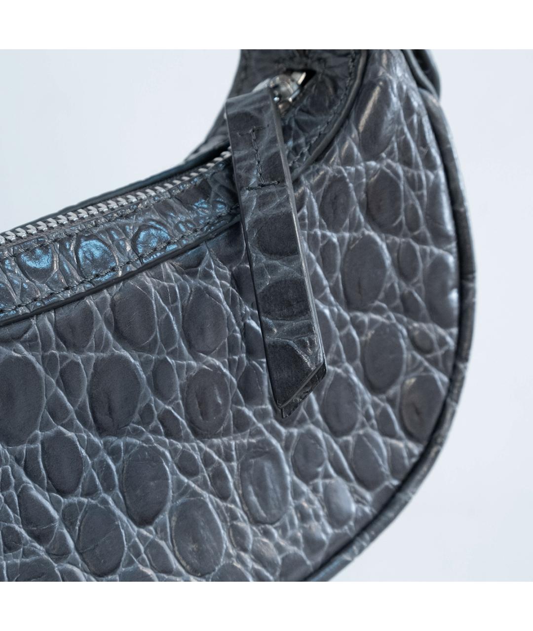BY FAR Серая кожаная сумка с короткими ручками, фото 5