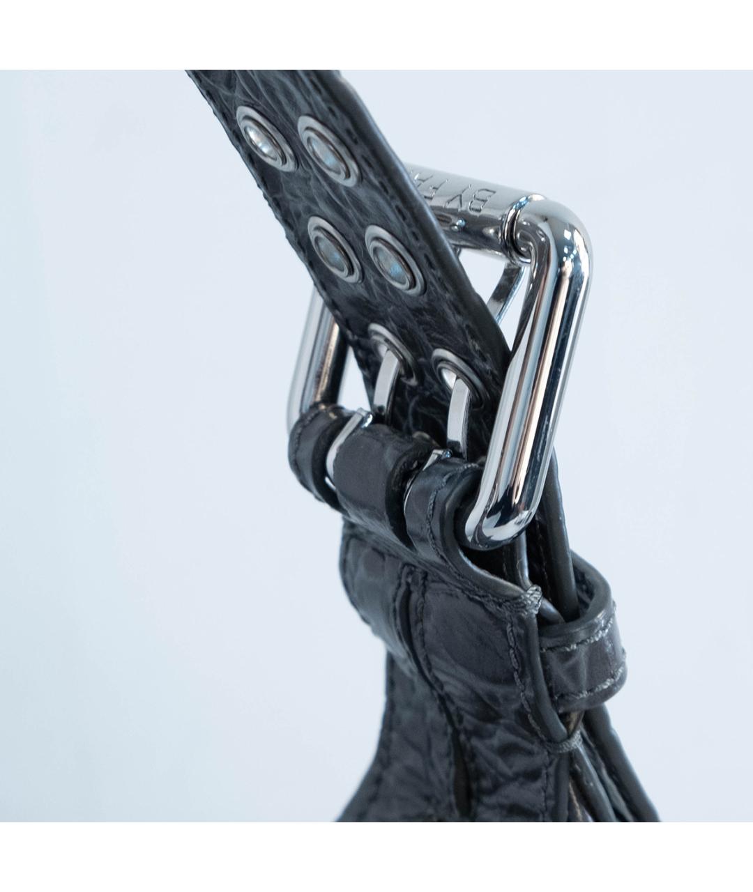 BY FAR Серая кожаная сумка с короткими ручками, фото 4