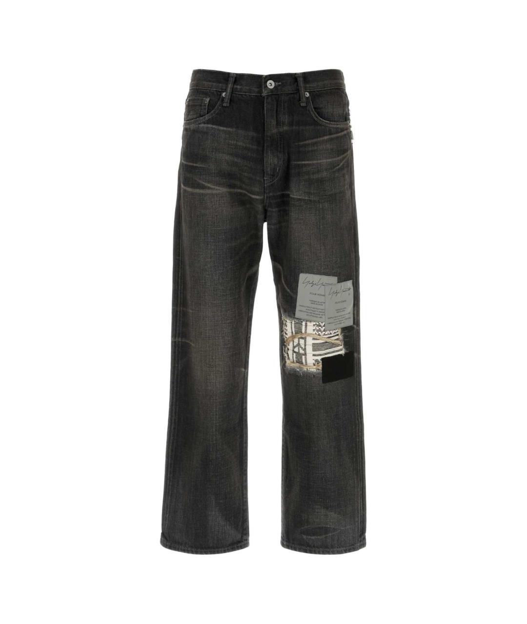 YOHJI YAMAMOTO Черные хлопковые прямые джинсы, фото 1