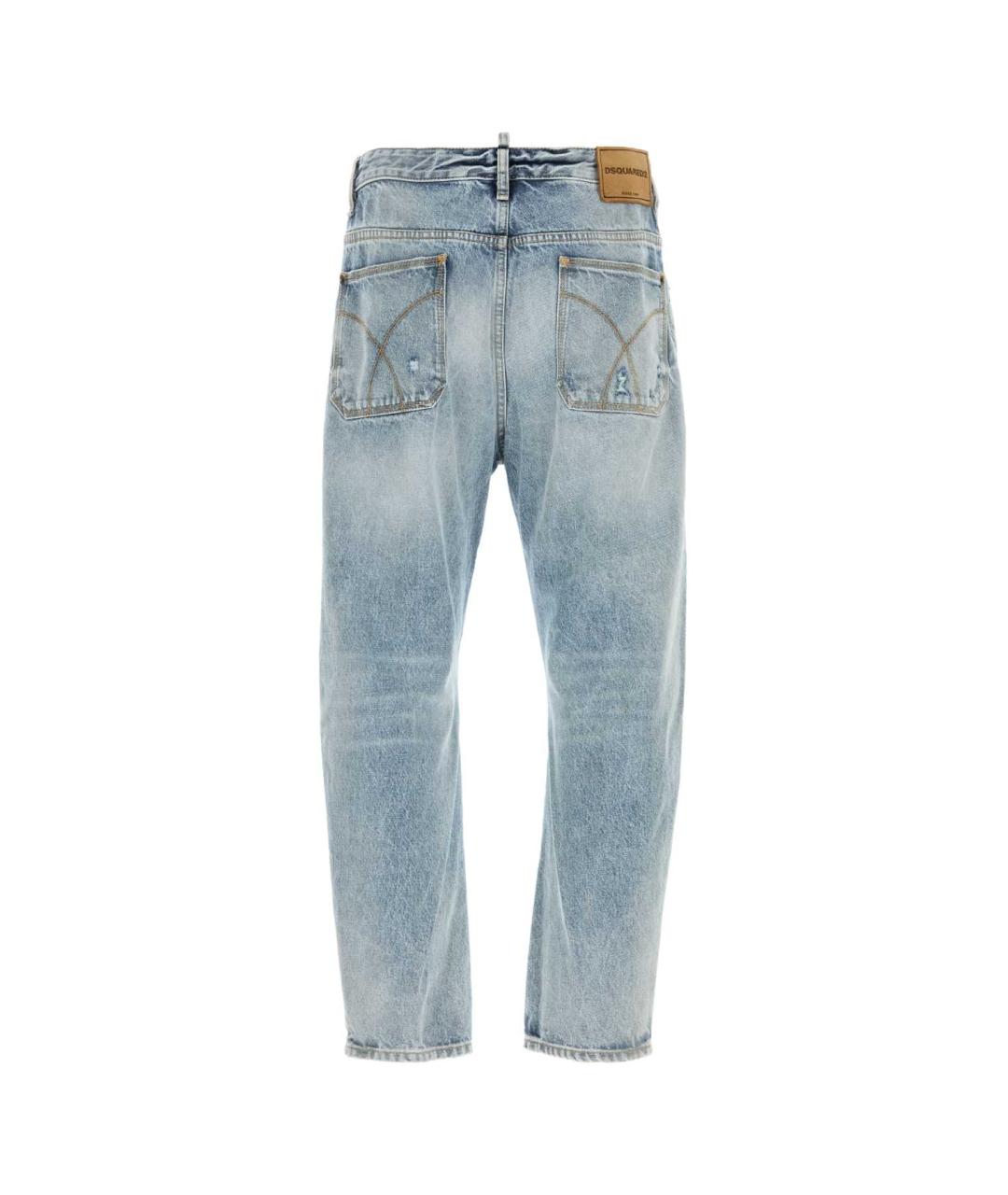 DSQUARED2 Синие хлопковые прямые джинсы, фото 2
