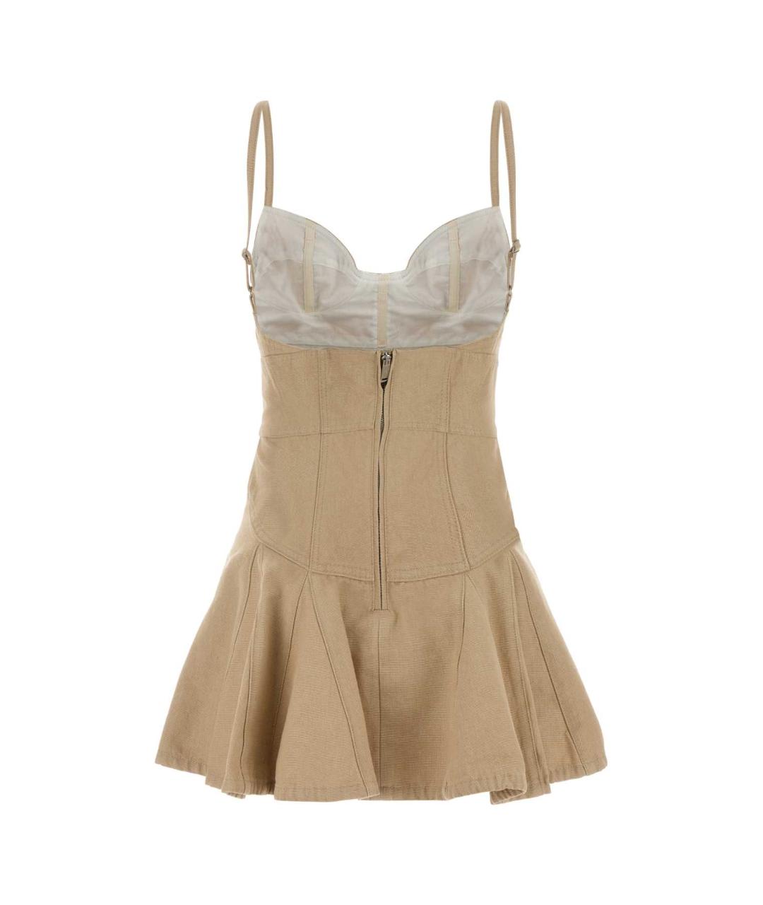 DSQUARED2 Бежевое хлопковое повседневное платье, фото 2