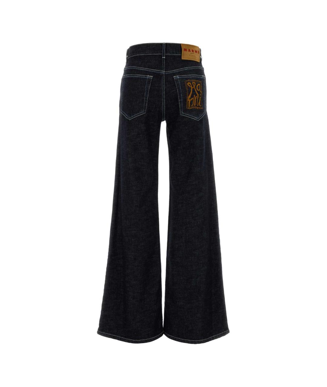 MARNI Темно-синие хлопко-эластановые джинсы клеш, фото 2