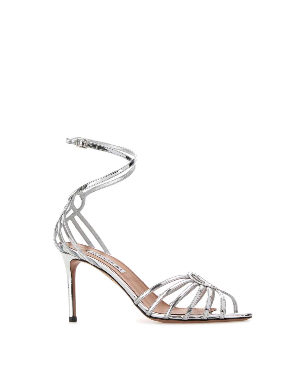 AQUAZZURA Серебряные кожаные туфли, фото 2