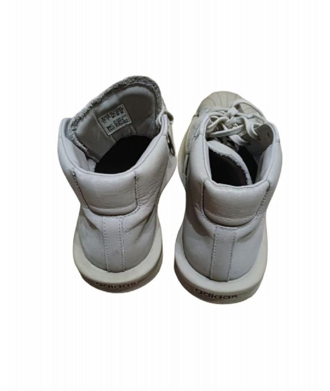 RICK OWENS Бежевые кожаные высокие кроссовки / кеды, фото 4