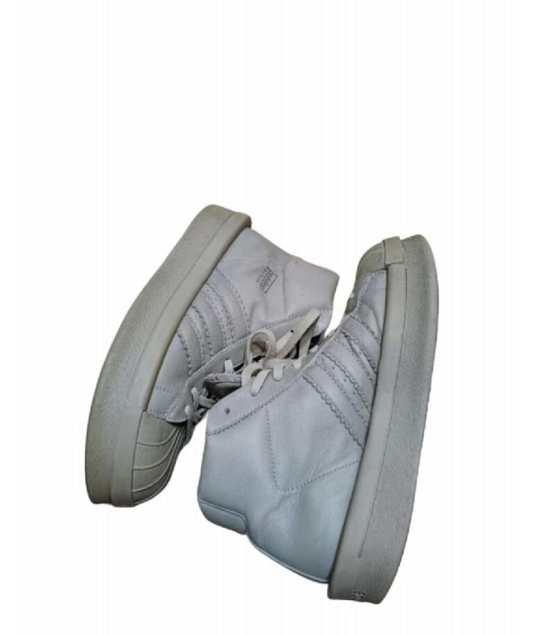 RICK OWENS Бежевые кожаные высокие кроссовки / кеды, фото 3