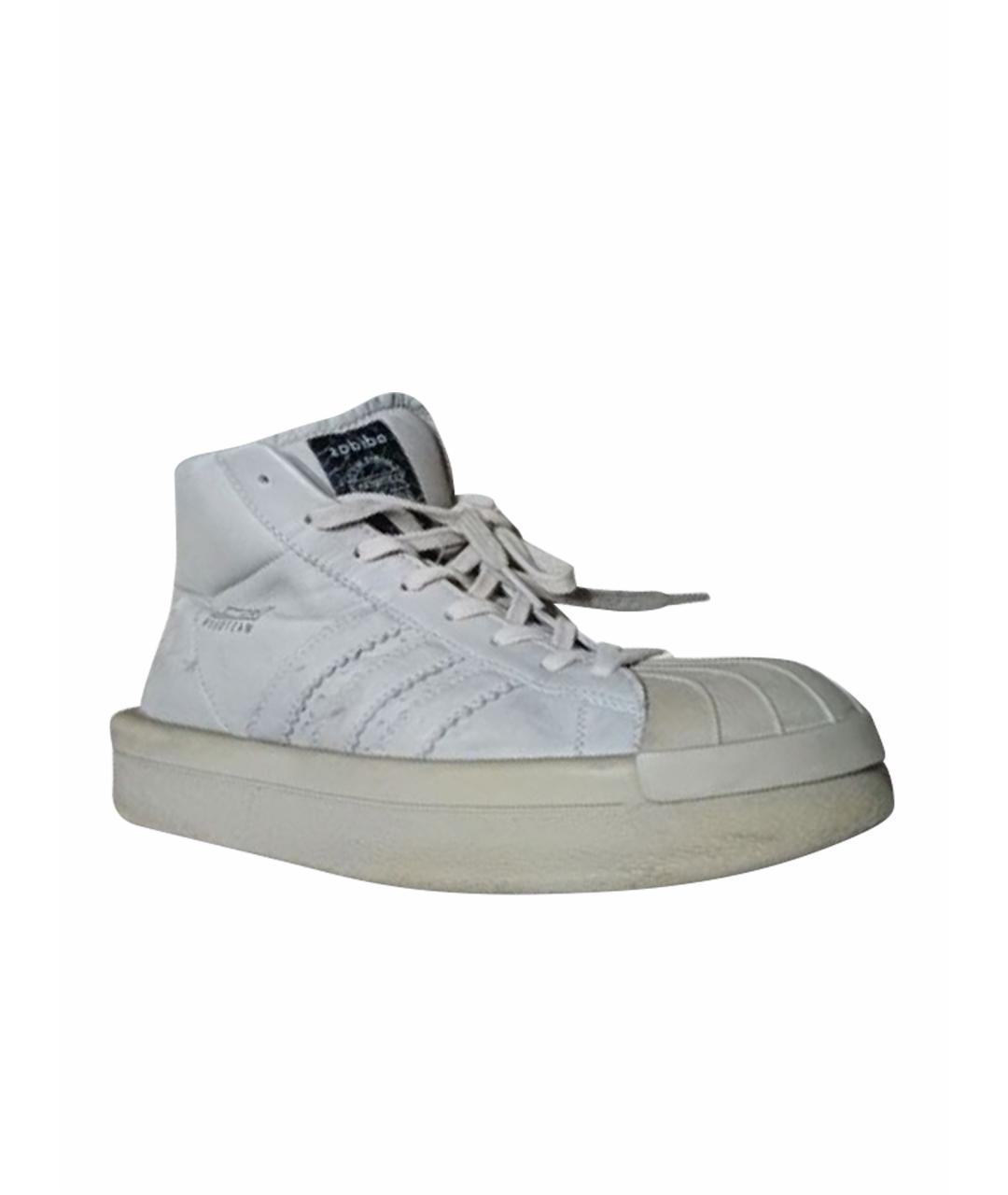 RICK OWENS Бежевые кожаные высокие кроссовки / кеды, фото 1