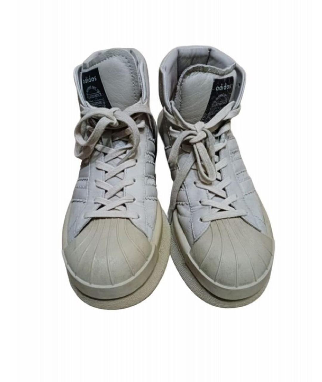 RICK OWENS Бежевые кожаные высокие кроссовки / кеды, фото 2