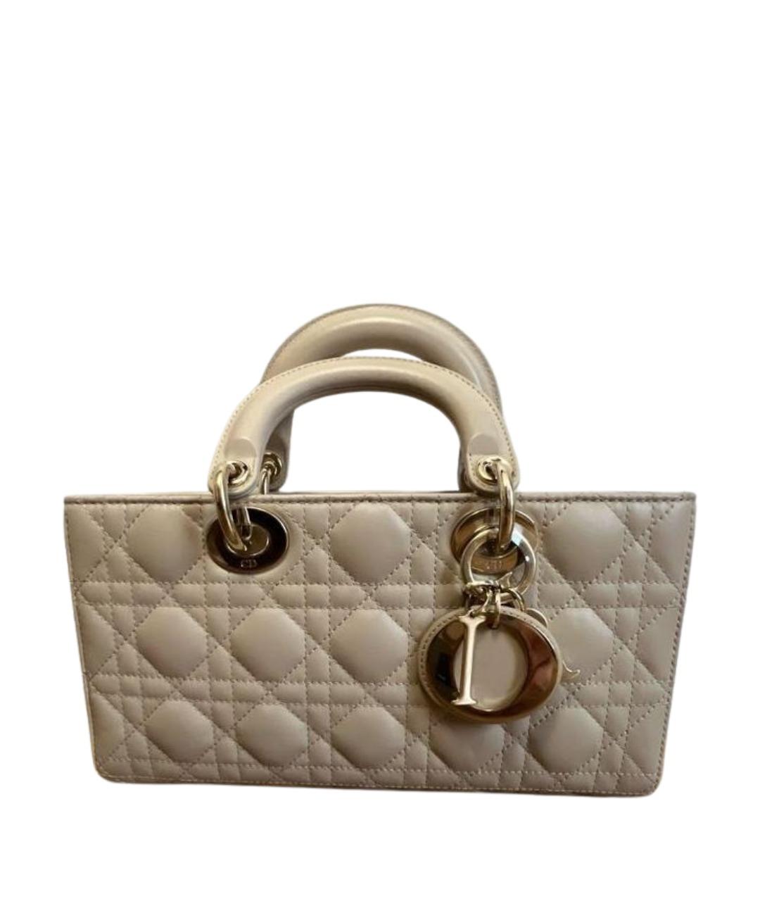 CHRISTIAN DIOR Бежевая кожаная сумка с короткими ручками, фото 1
