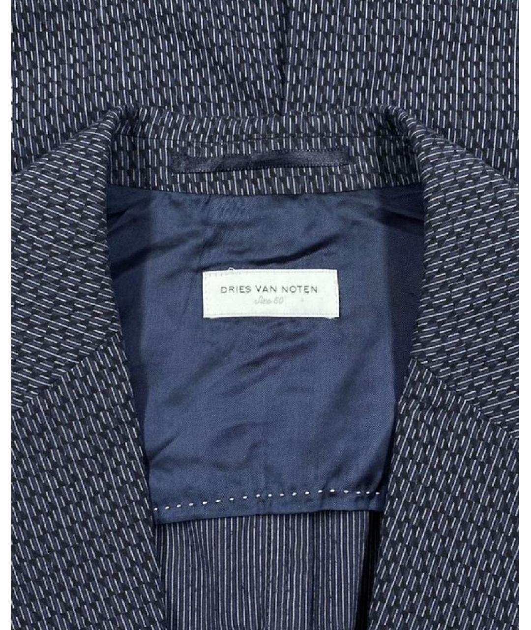 DRIES VAN NOTEN Темно-синий хлопковый пиджак, фото 3
