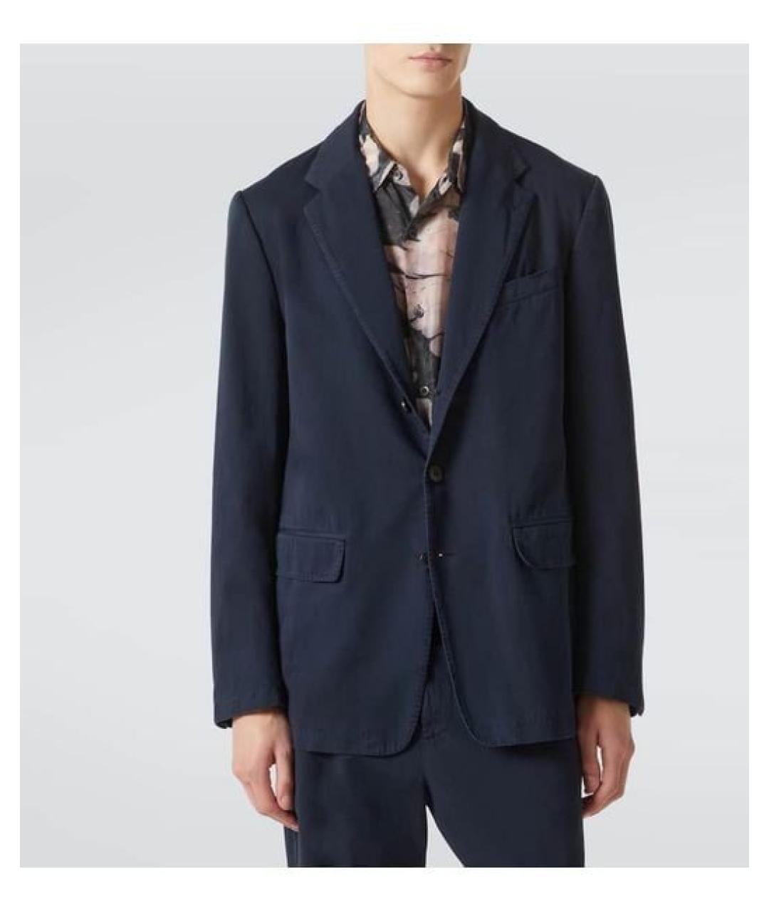 DRIES VAN NOTEN Темно-синий хлопковый пиджак, фото 8