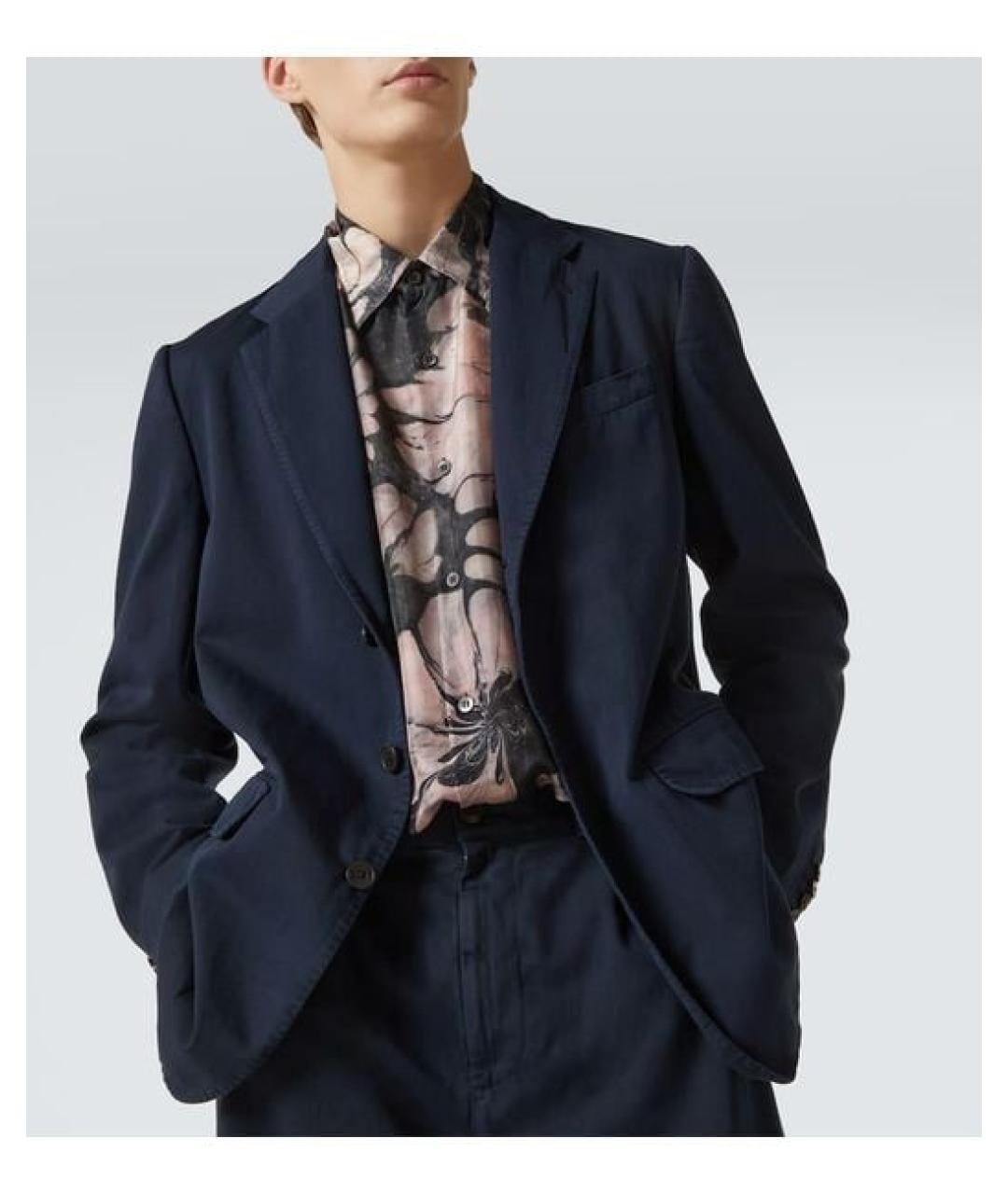 DRIES VAN NOTEN Темно-синий хлопковый пиджак, фото 5