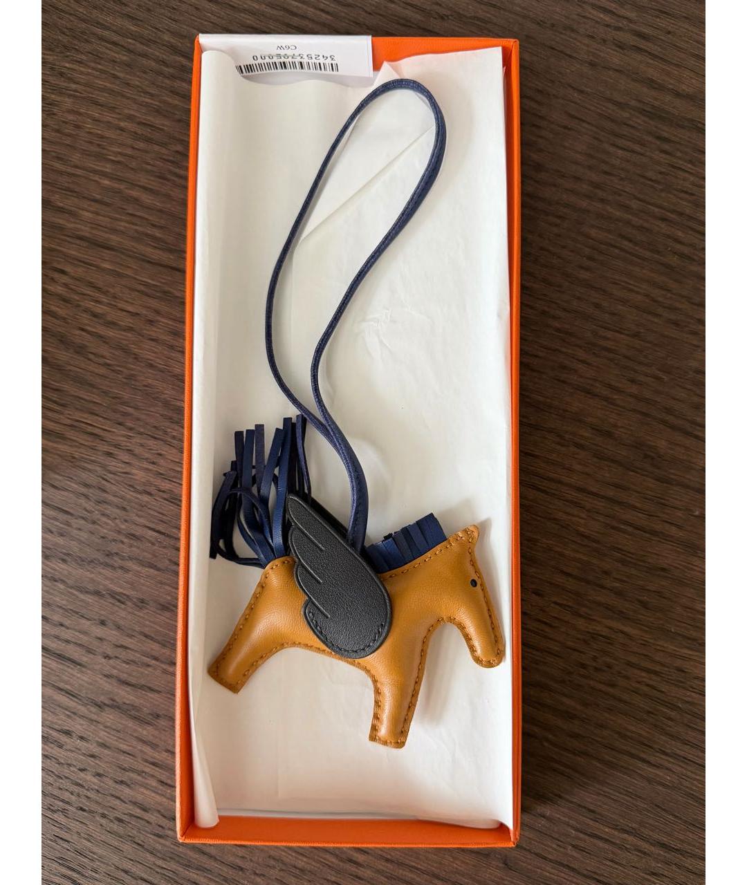 HERMES Горчичный брелок, фото 3