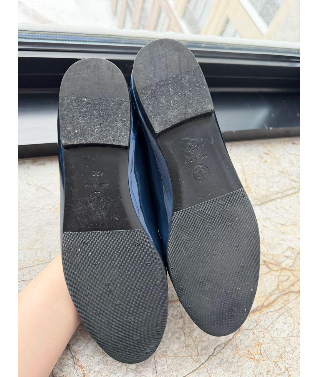 CHANEL Синие балетки из лакированной кожи, фото 5