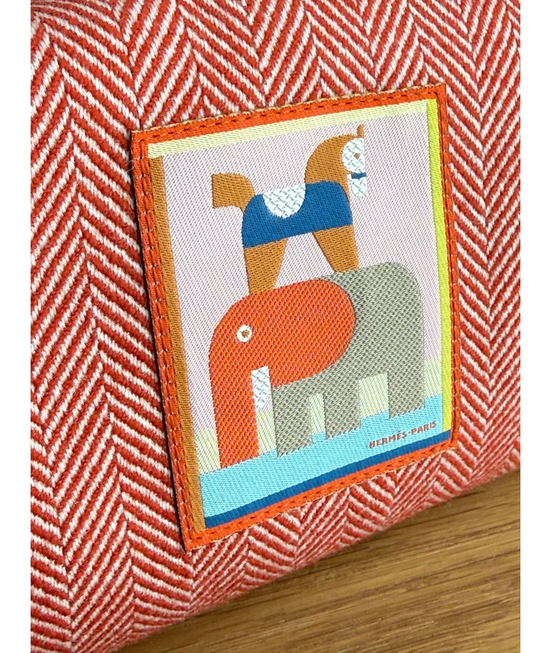 HERMES Коралловая шерстяная косметичка, фото 5