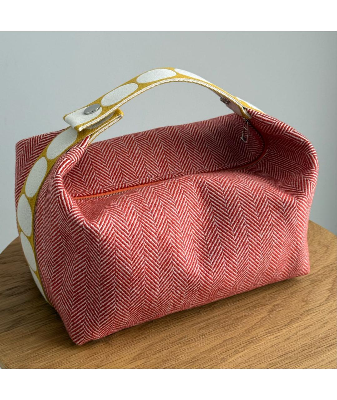 HERMES Коралловая шерстяная косметичка, фото 3